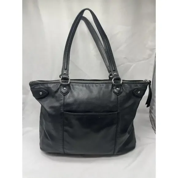 Vintage Coach Daisy Emma F23973 Black Leather‎ Shoulder Bag Tote 16"x12" - Picture 5 of 16